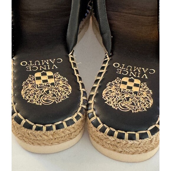 Vince Camuto Espadrille Slides Sz 6 Padded Black Sandals Summer Comfort Casual - Picture 5 of 11